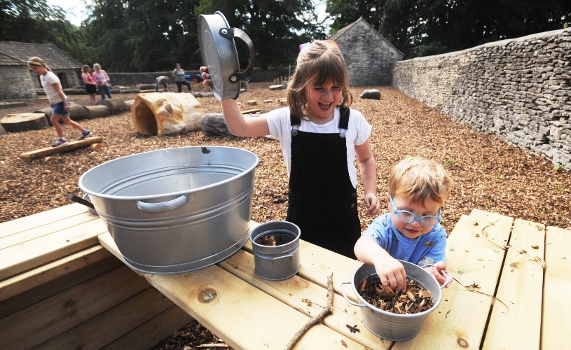 Kids playing at Old Lodge play area, Dyrham Park